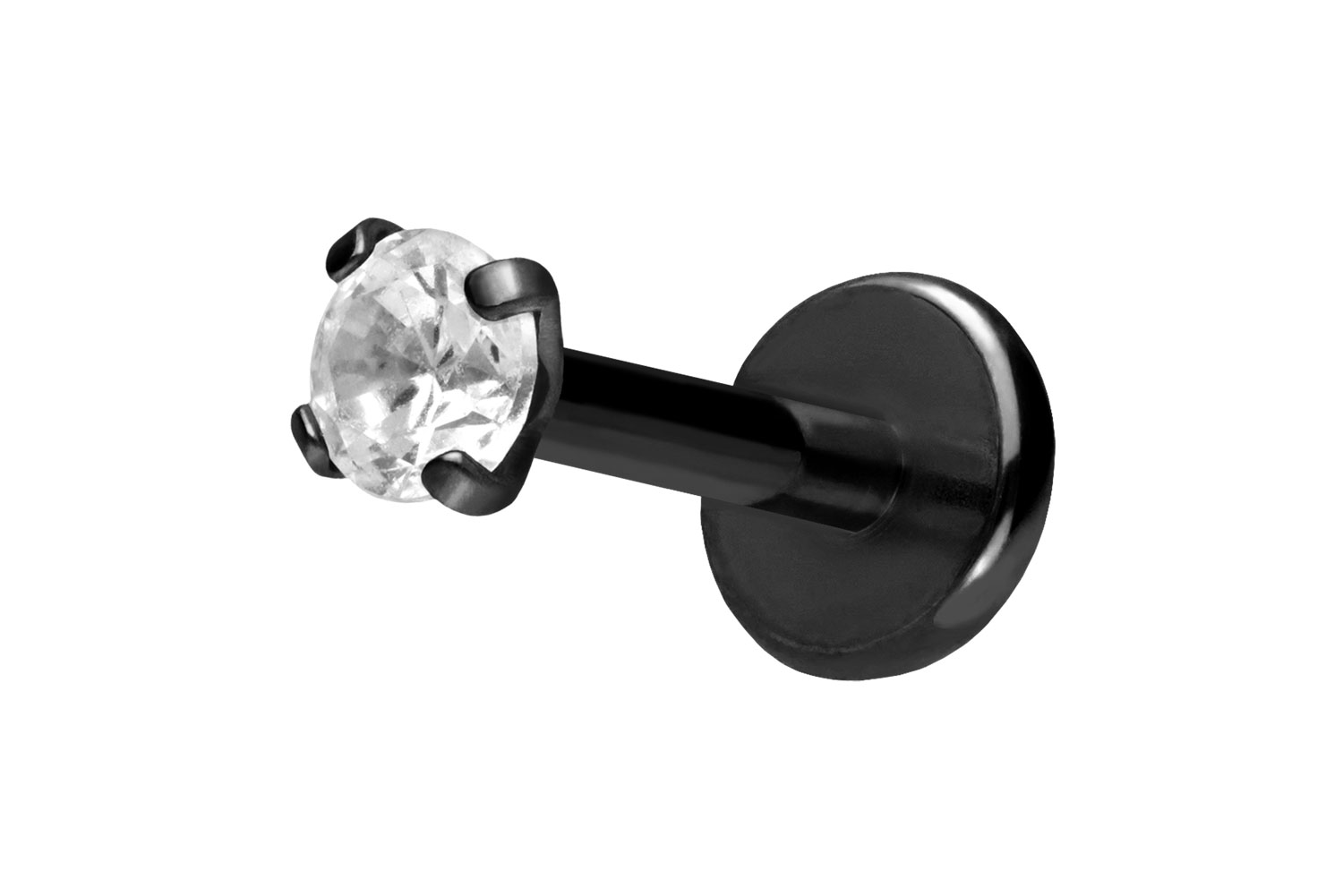 Titan Labret Piercing mit Push Fit EINGEFASSTER KRISTALL